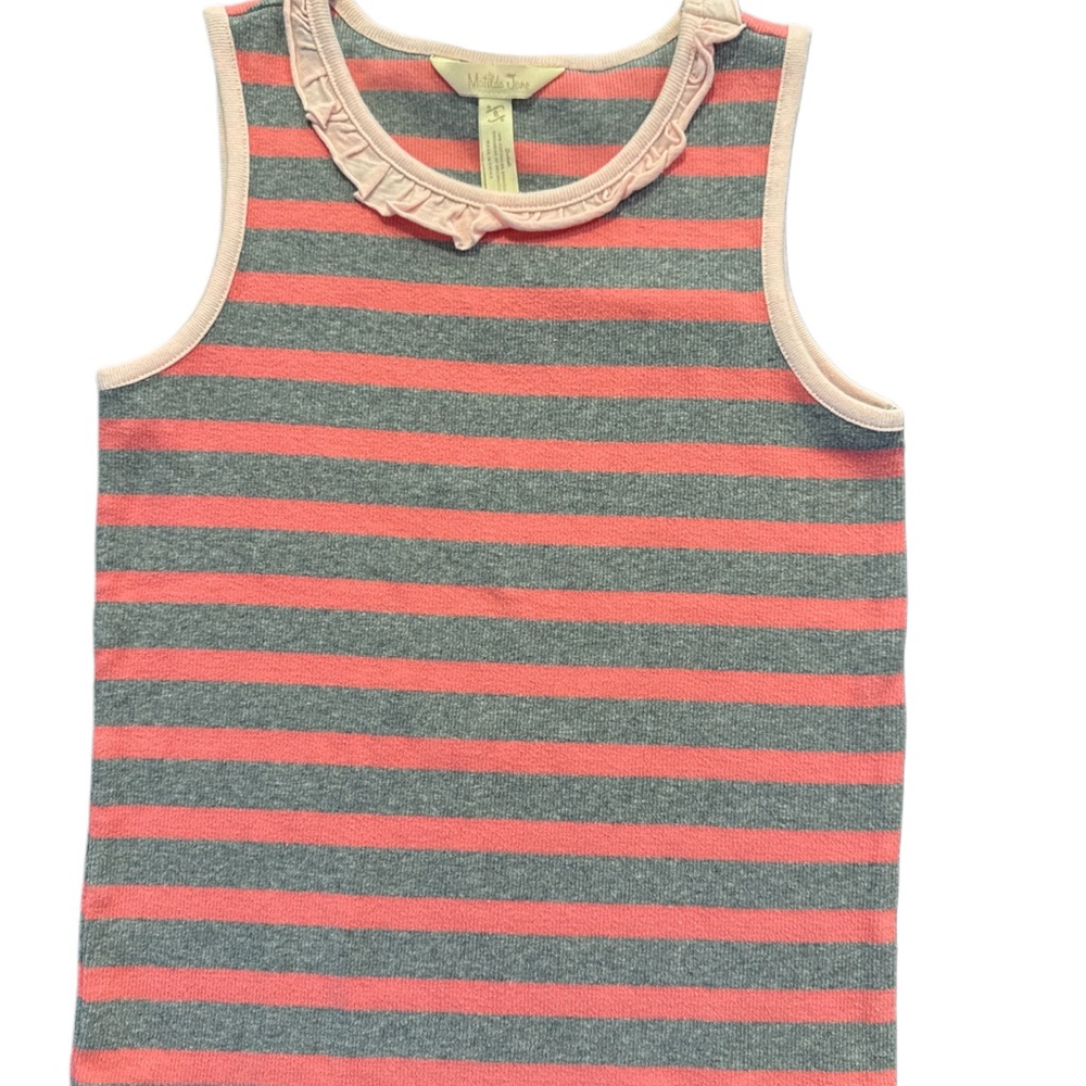 Matilda, Jane Pink and Gray Striped Tank Top Sleeveless Casual